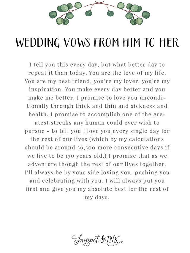 Wedding Vows For Him
 Personalized Real Wedding Vows That You ll Love Snippet & Ink