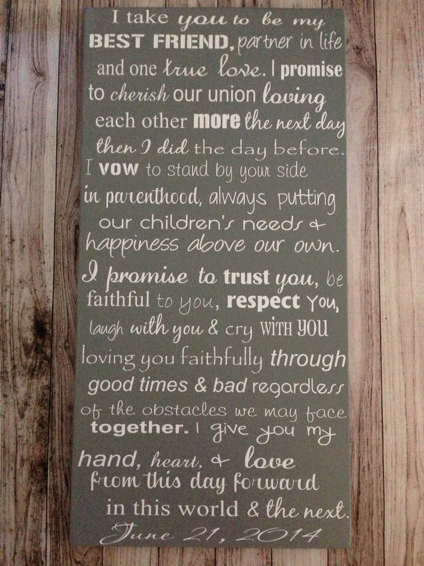 Wedding Vows For Him
 Custom Wedding Vows Wood Sign 12 x 24 Personalized