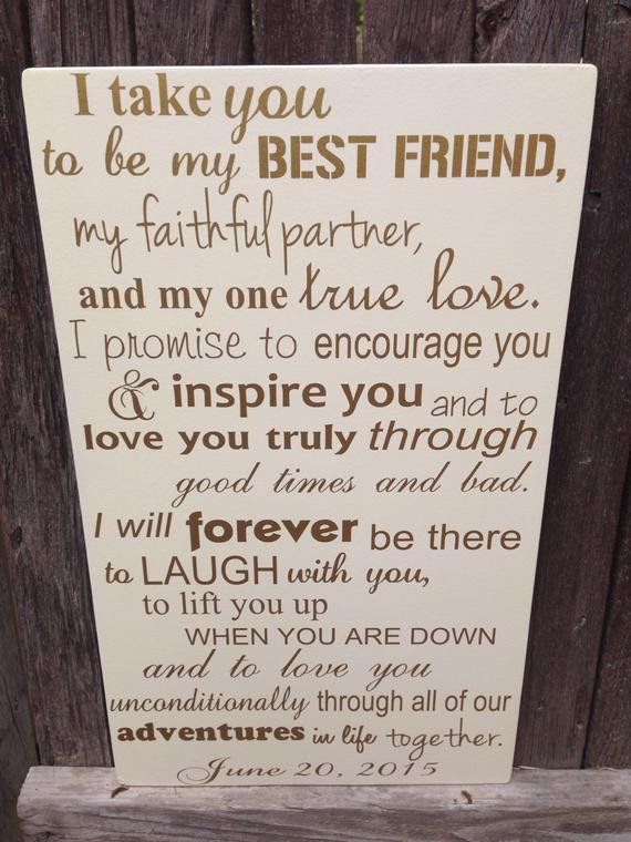 Wedding Vows For Him
 First Anniversary Gift for Him Wedding Vows Sign 1st