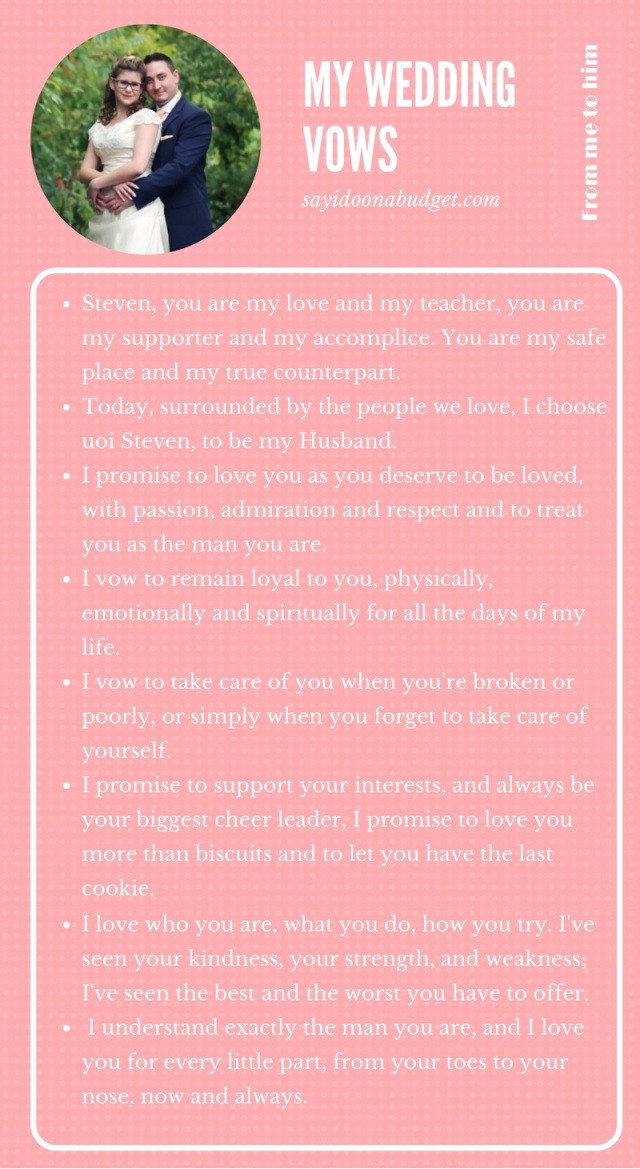 Wedding Vows For Him
 Writing Personal Wedding Vows