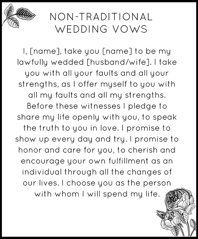 Wedding Vows Ideas Non Religious
 Modern Non Traditional Wedding Vows Snippet & Ink