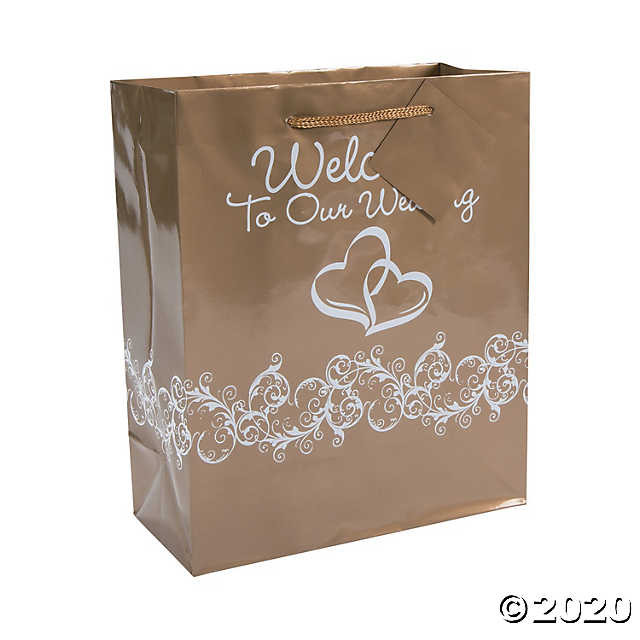 Wedding Welcome Gift Bags
 Medium Gold Two Hearts Wel e To Our Wedding Gift Bags