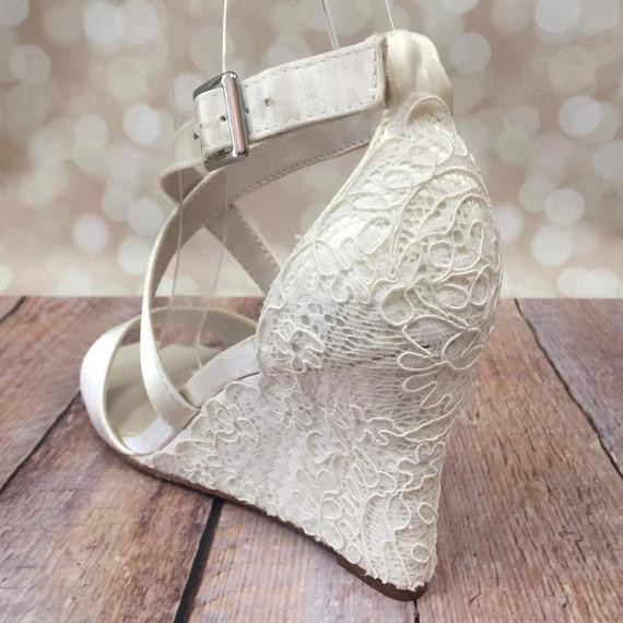 Wedge Shoes For Wedding
 Ivory Wedding Shoes Lace Wedding Wedges Ivory Lace Wedges