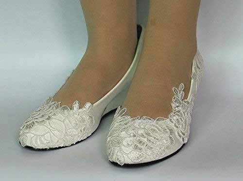 Wedge Shoes For Wedding
 Amazon Sweet women White Lace Low Heel Wedge Wedding