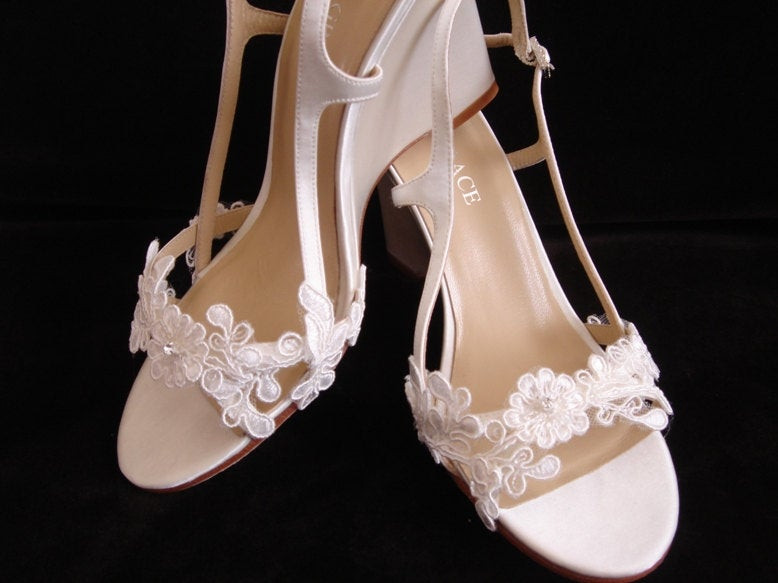 Wedges For Wedding Shoes
 Lace Bridal Wedge Heel Wedding Shoes 3 5 inch by