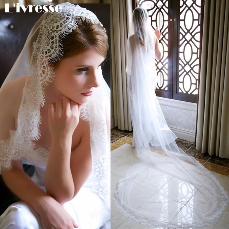 What Are Wedding Veils Made Of
 Simple White Ivory Tulle Wedding Veils one Layer Eyelash