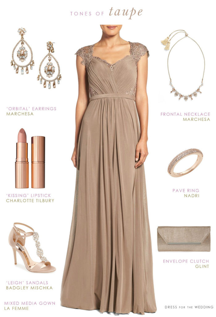 What Colors To Wear To A Wedding
 Taupe Evening Gown