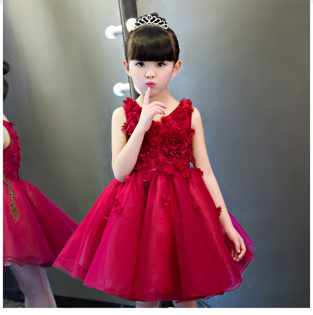 What To Wear To A Child Birthday Party
 2017 New Arrival Flower Girl Dress Baptsim red Party