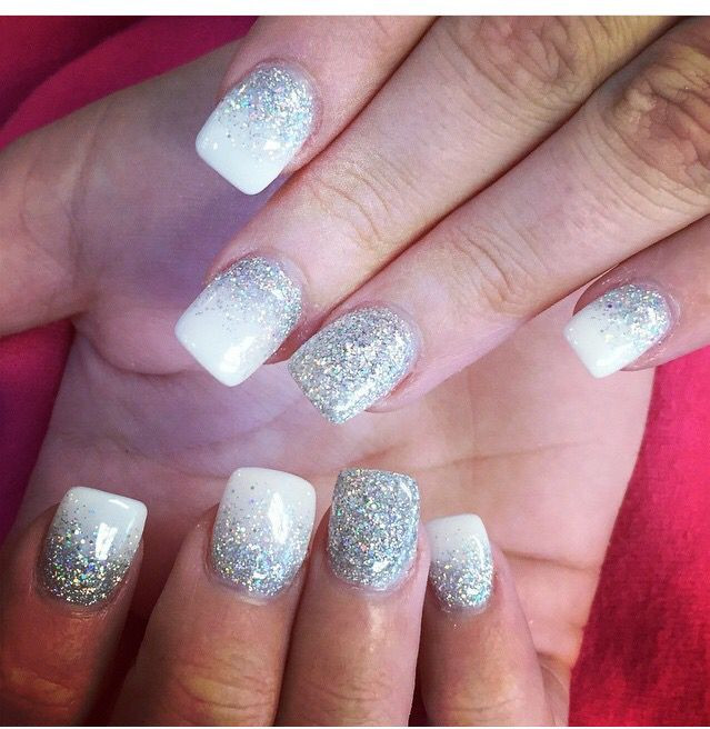 White Acrylic Nails With Glitter
 The 25 best White acrylic nails ideas on Pinterest