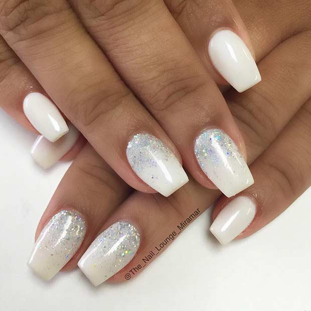 White Acrylic Nails With Glitter
 41 Chic White Acrylic Nails to Copy