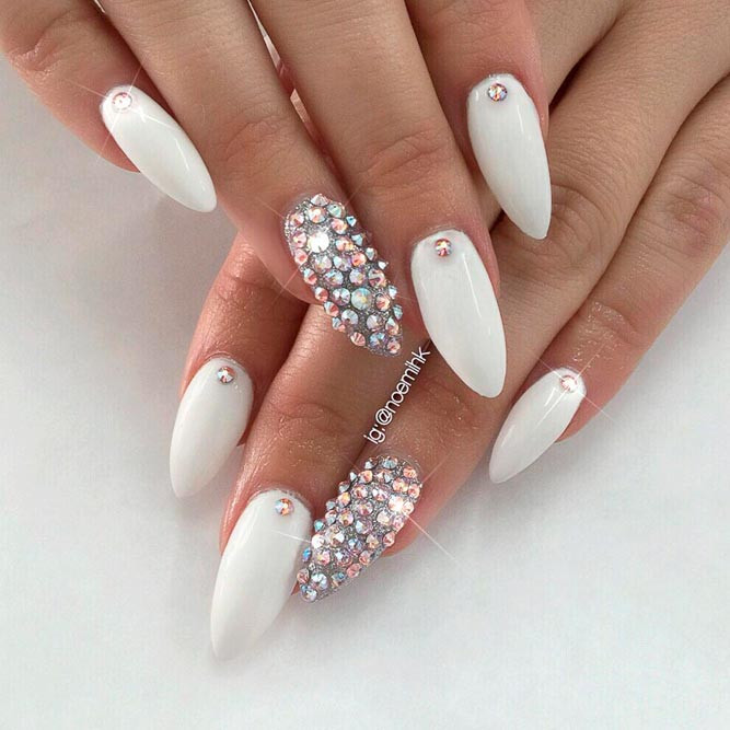 White Acrylic Nails With Glitter
 Awesome White Acrylic Nails