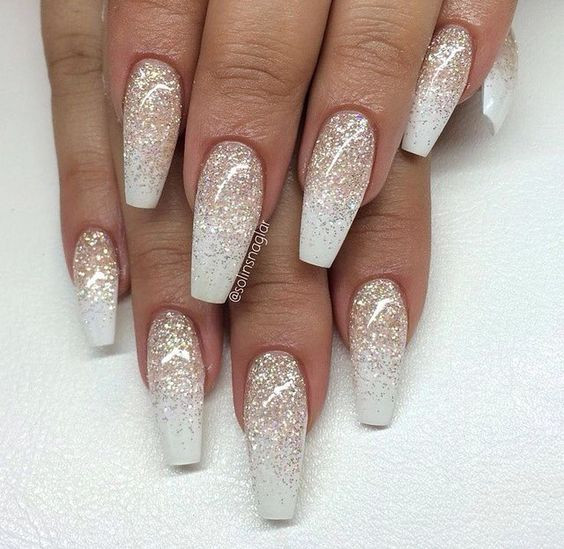 White Acrylic Nails With Glitter
 Top 60 Gorgeous Glitter Acrylic Nails