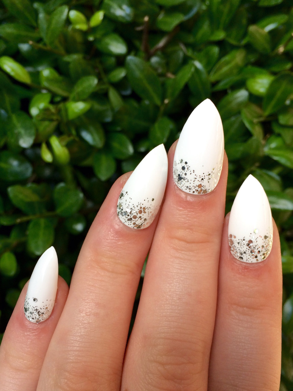 White Acrylic Nails With Glitter
 Top 55 Beautiful White Acrylic Nails