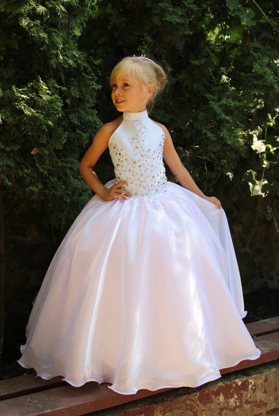 White And Pink Wedding Dress
 Pink and White Flower Girls Dress Birthday Wedding Party