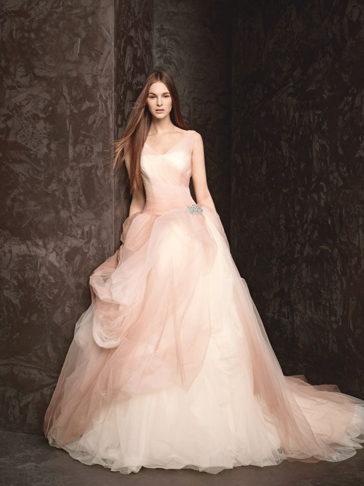 White And Pink Wedding Dress
 Pink the New White A Pretty Ombre Tulle Ball Gown by