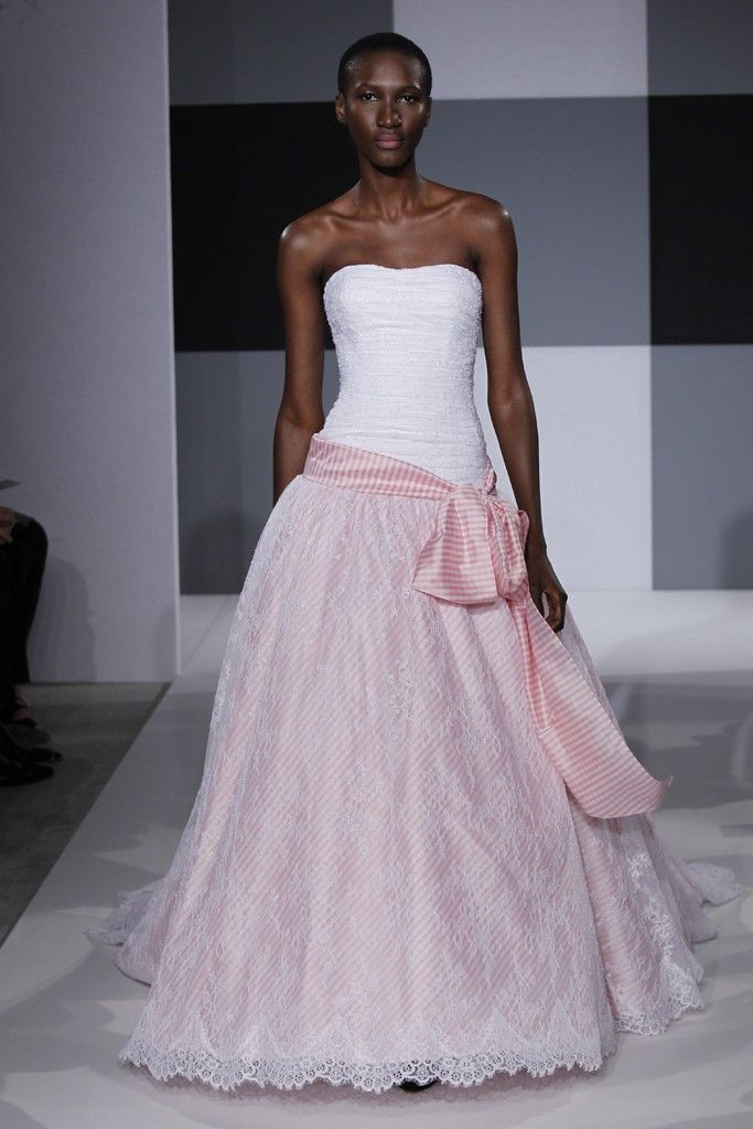 White And Pink Wedding Dress
 Spring 2013 Bridal Trend Two Tone Dresses