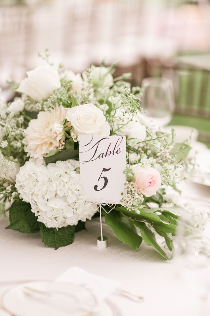 White Flower Wedding Centerpieces
 Table Number With White Flower Centerpiece