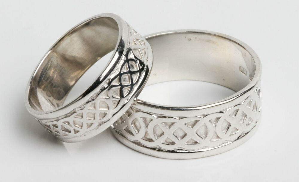 White Gold Celtic Wedding Bands
 10K White Gold Irish Handcrafted Gold Celtic Knot Design