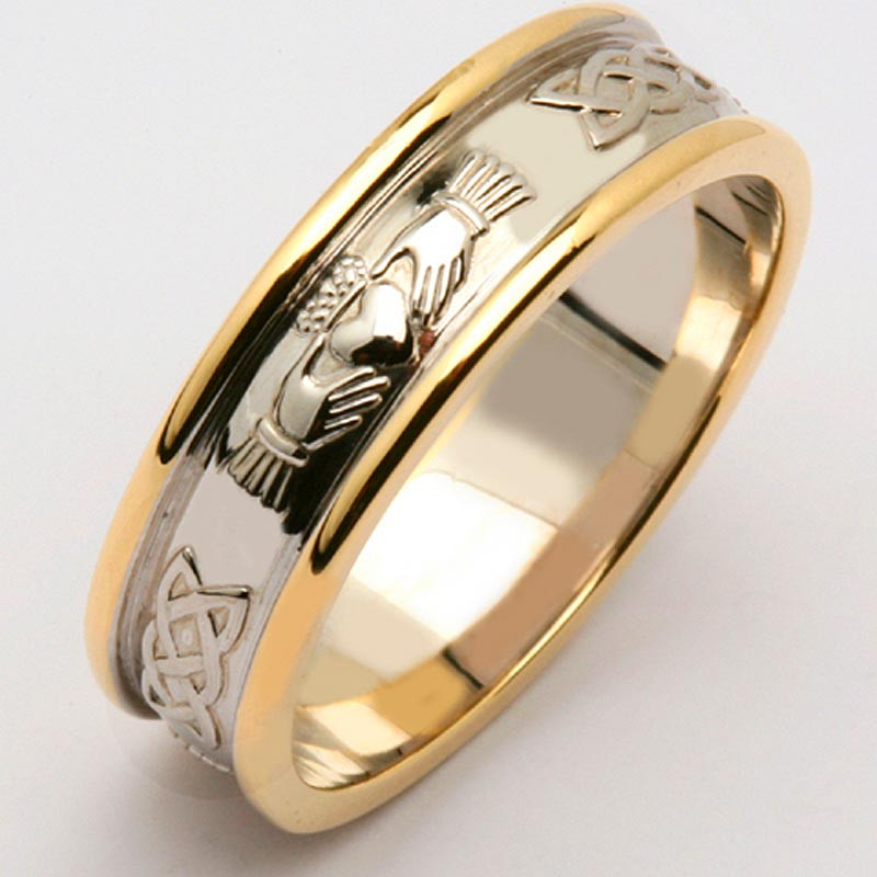 White Gold Celtic Wedding Bands
 Irish Wedding Ring Men s 14k Two Tone Yellow & White