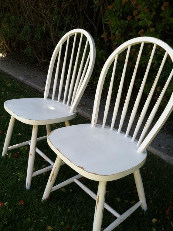 White Kitchen Chair
 Set of 4 Vintage Shabby Chic White Chairs by ThePaintedLdy