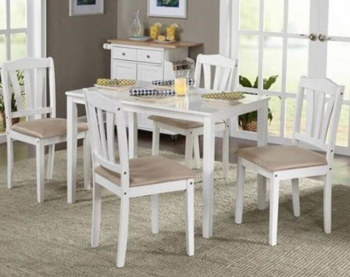 White Kitchen Chair
 5 Pc White Wood Dining Room Set Kitchen Chair Table Sets