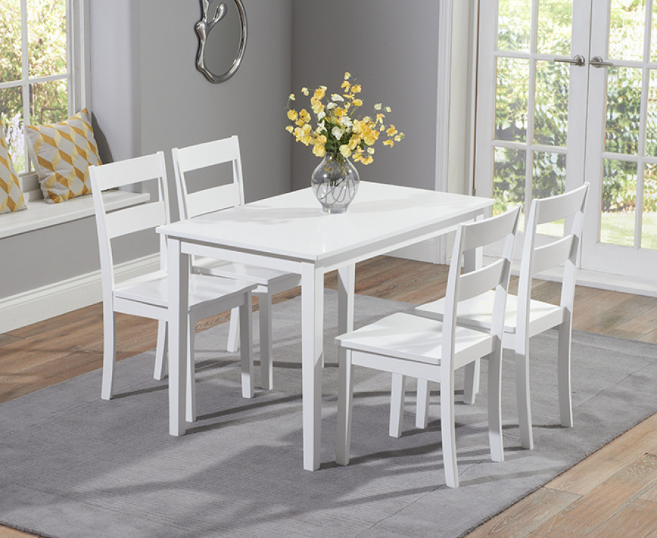 White Kitchen Chair
 Chiltern 115cm White Dining Set with Chairs