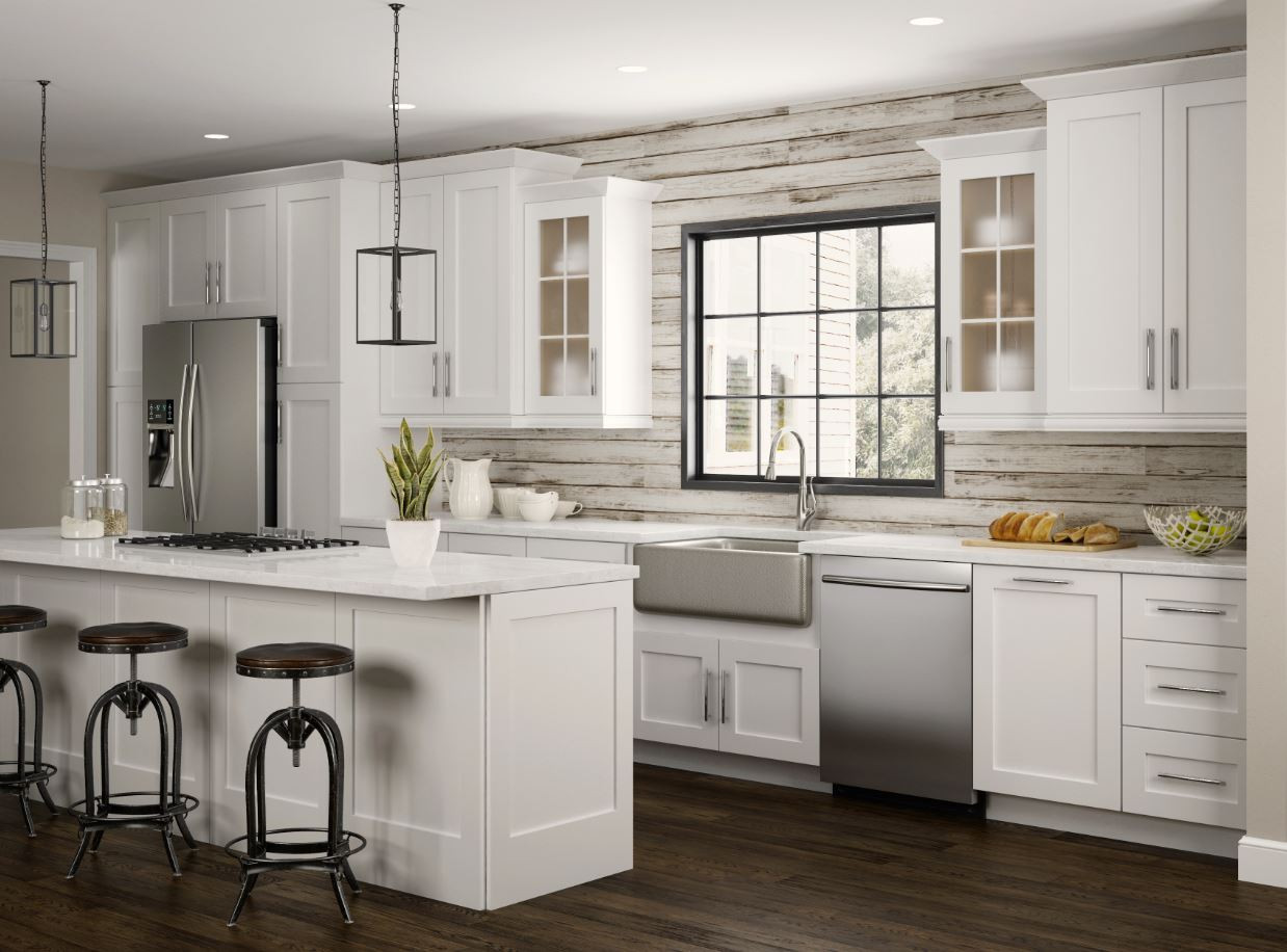 White Kitchen Designs
 Newport Wall Cabinets in Pacific White – Kitchen – The