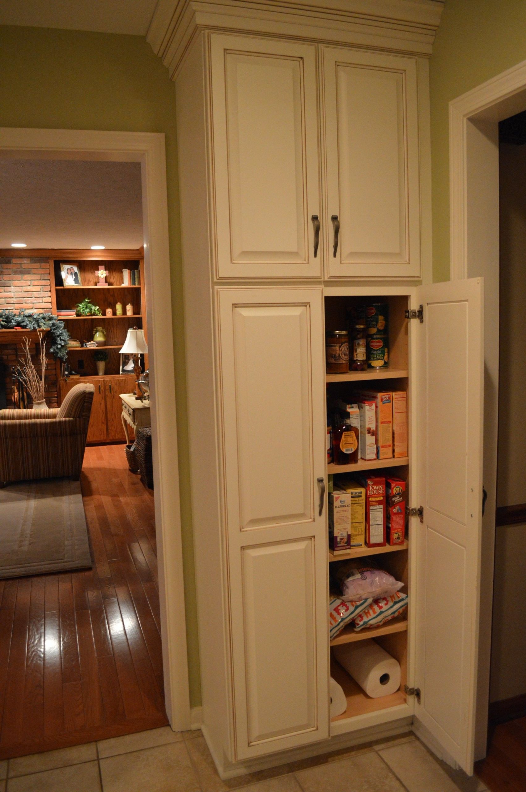 White Kitchen Pantry Freestanding
 F White Wooden Tall Narrow Pantry Cabinet With Maple Wood