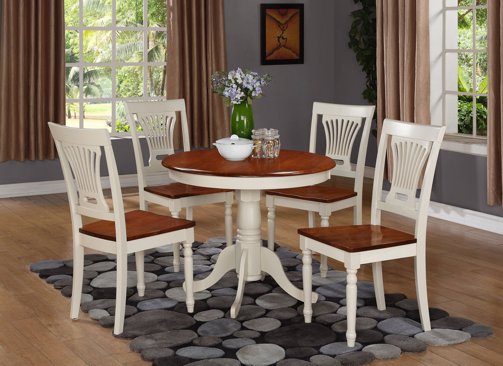 White Kitchen Table Sets
 3PC ROUND TABLE DINETTE KITCHEN DINING SET W 2 WOOD