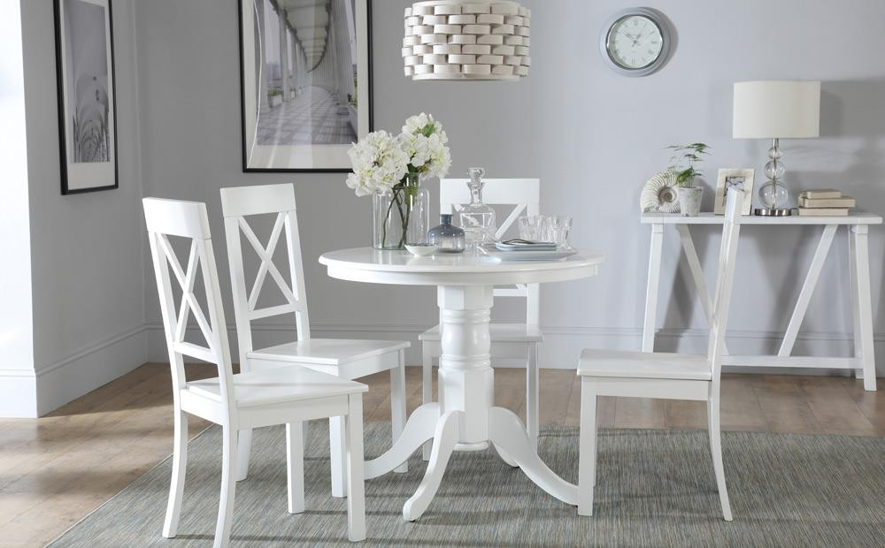 White Kitchen Table Sets
 Kingston Round White Dining Table with 4 Kendal Chairs