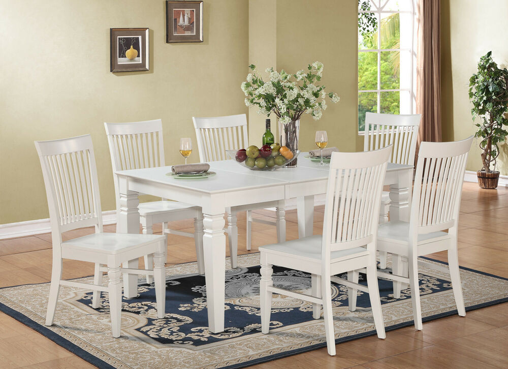 White Kitchen Table Sets
 5PC SET RECTANGULAR DINETTE DINING TABLE WITH 4 WOOD SEAT