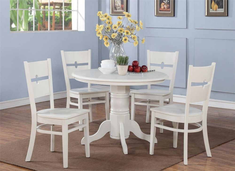 White Kitchen Table Sets
 5 PC SHELTON ROUND KITCHEN TABLE w 4 ROCKVILLE WOOD SEAT