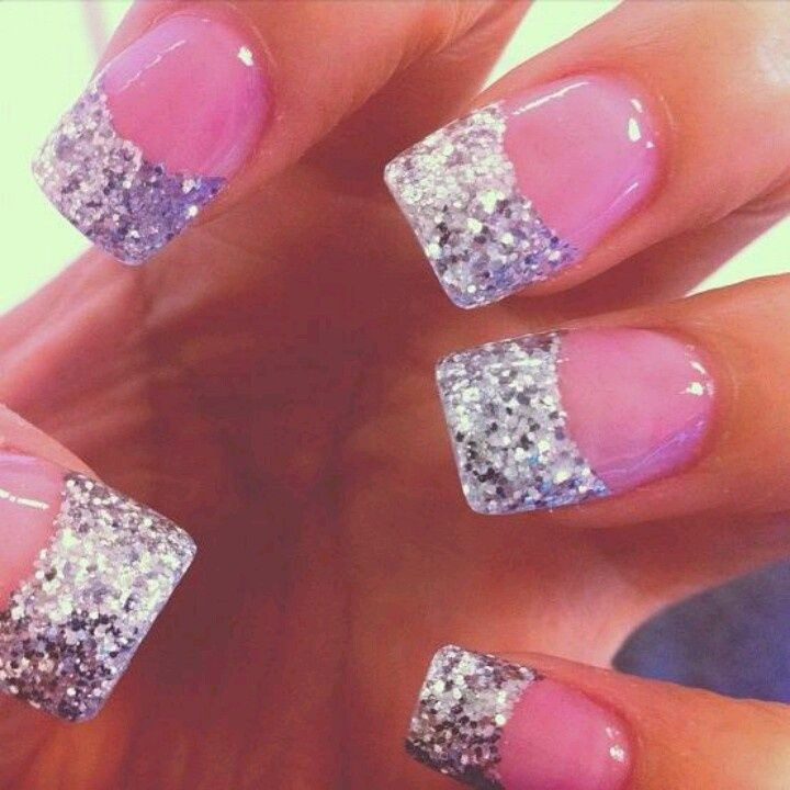 White Tip Nails With Glitter
 50 Most Beautiful Glitter French Tip Nail Art Design Ideas
