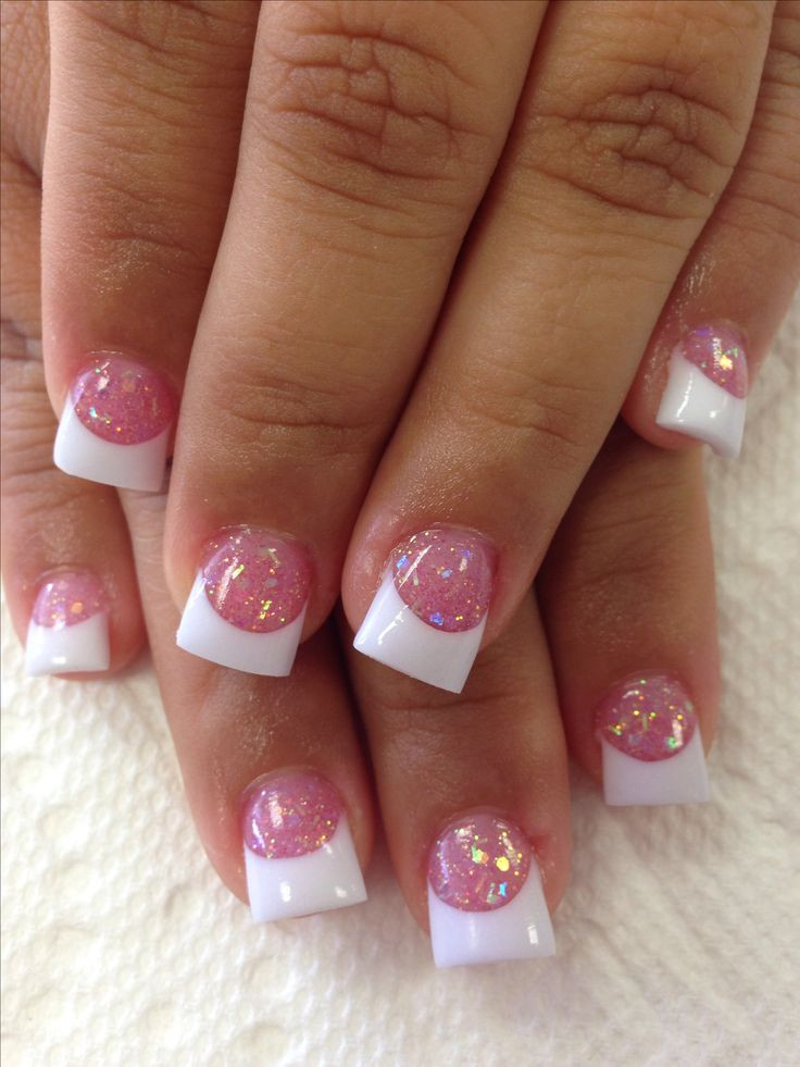 White Tip Nails With Glitter
 Best 25 Acrylic white tips ideas on Pinterest