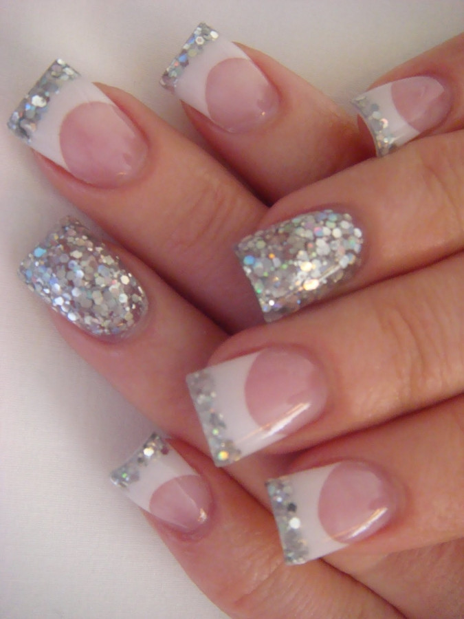 White Tip Nails With Glitter
 Elegant Nail Art Designs