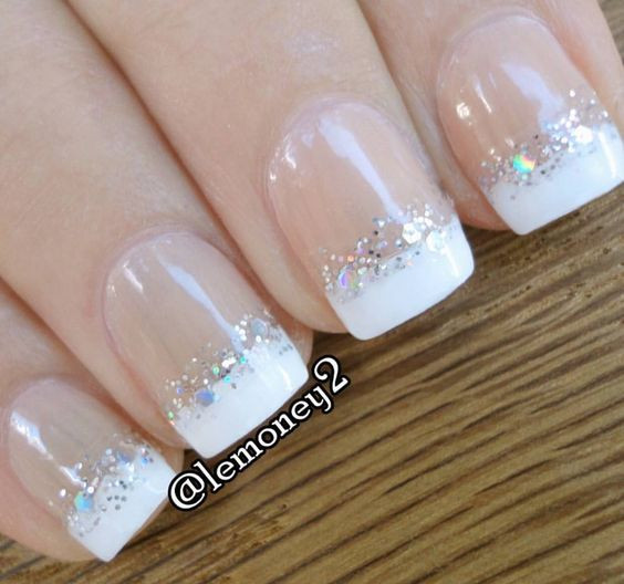 White Tip Nails With Glitter
 17 Classy Pearl Tip Nails