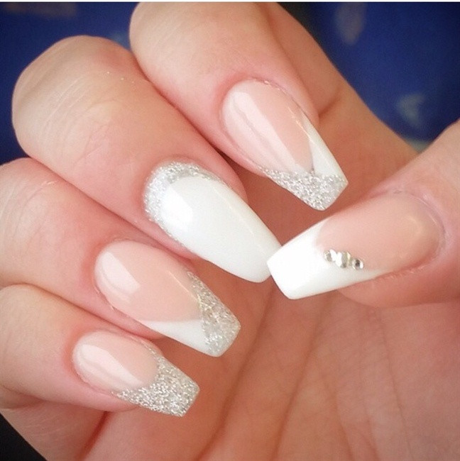 White Tip Nails With Glitter
 Top 55 Beautiful White Acrylic Nails