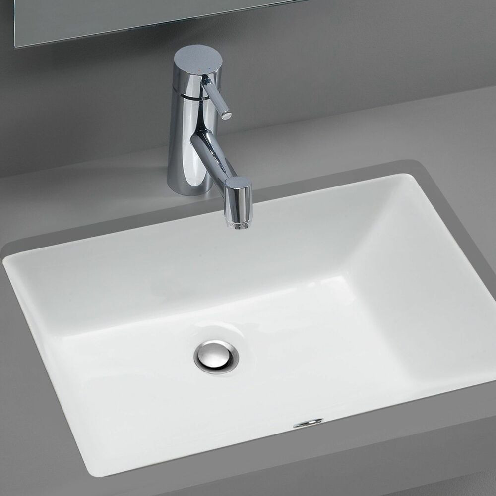 White Undermount Bathroom Sinks
 Stahl Ceramic Medium Undermount Rectangular Bowl Bath Sink