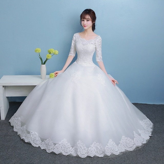 White Wedding Gown
 Beauty Emily 2018 Princess Bride Simple White Wedding
