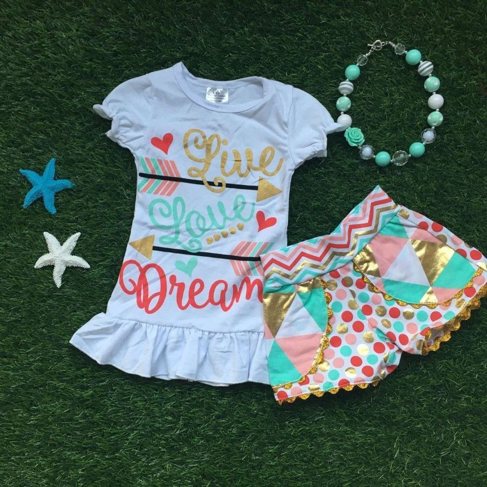 Wholesale Kids Fashion
 Summer clothes baby girls love dream outfit matching