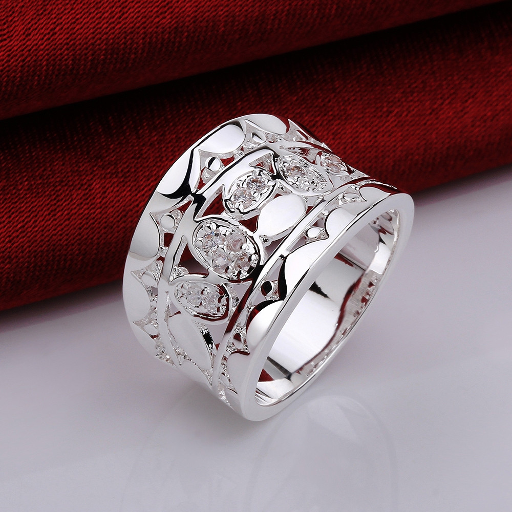 Wide Wedding Bands For Women
 2015 Retro Wide 925 Silver ring Crystals Wedding Rings for