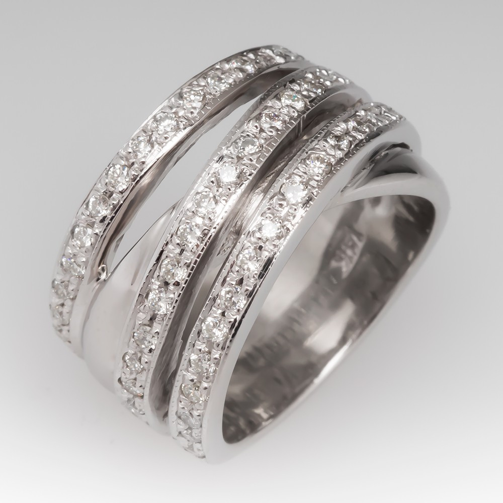 Wide Wedding Bands For Women Best Of La S Wide Band Diamond Ring 14k White Gold Of Wide Wedding Bands For Women 