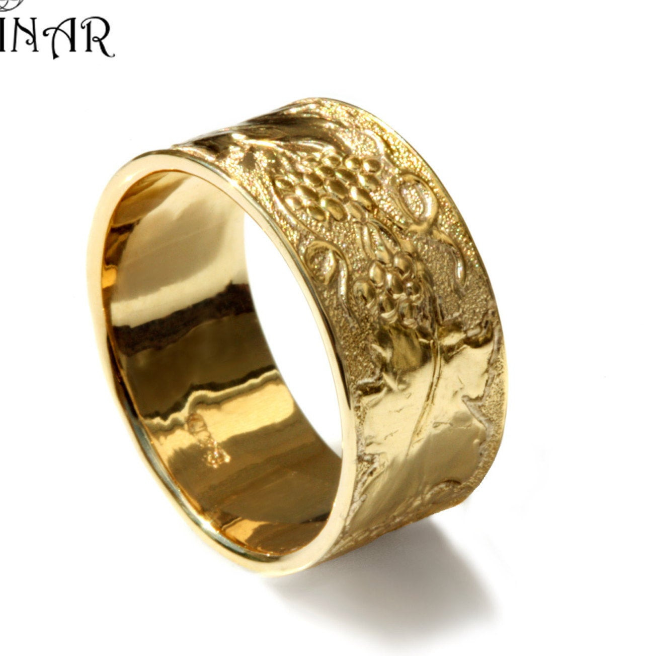Wide Wedding Bands For Women
 14k yellow Gold leaf wedding band women wide wedding ring