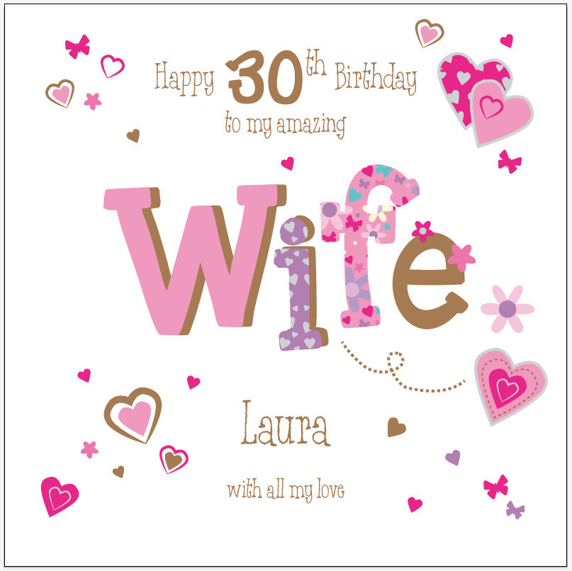 Wife Birthday Card Message
 Personalised 30th birthday card wife girlfriend Any Age