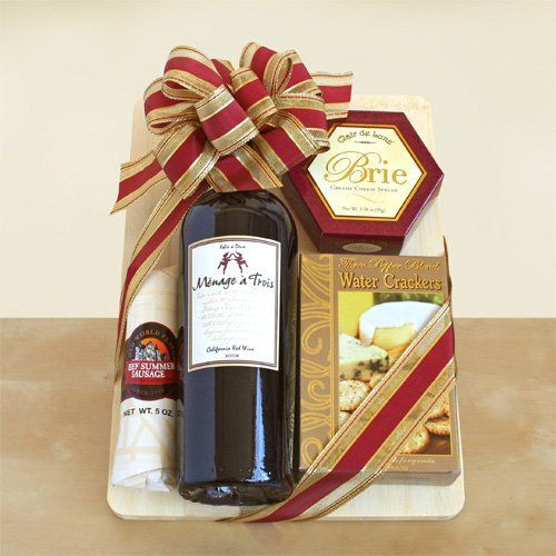 Wine And Cheese Gift Basket Ideas
 Wooden cutting board and wooden cheese spreader 1 bottle