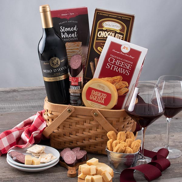 Wine And Cheese Gift Basket Ideas
 Wine And Cheese Basket Red by GourmetGiftBaskets