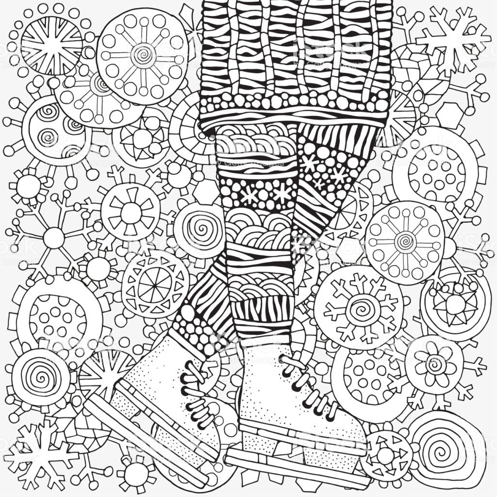 Winter Coloring Pages For Adults
 Winter Girl Skates Winter Snowflakes Adult Coloring