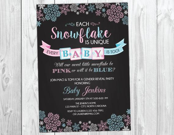 Winter Gender Reveal Party Ideas
 Snowflake Gender Reveal Party Invitation Winter Wonderland