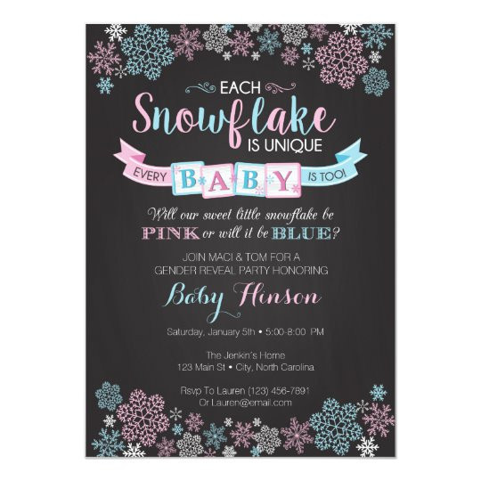 Winter Gender Reveal Party Ideas
 Winter Snowflake Gender Reveal Party Invitation