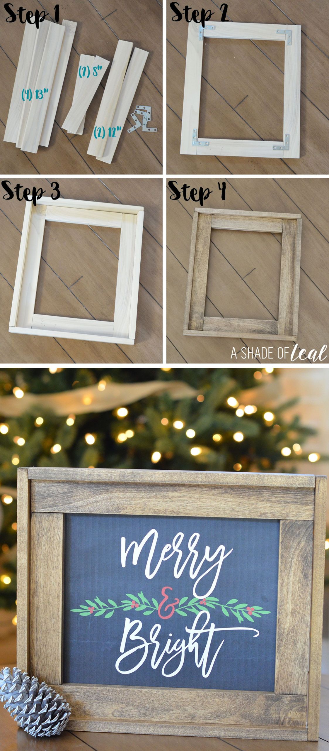 Wooden Picture Frame DIY
 Christmas Mantle Update How to make a Rustic Wood Frame